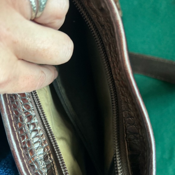 Brahmin Glossy Black and Textured Brown Shoulder Bag - Picture 10 of 15